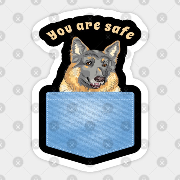 You are safe, dog in the pocket Sticker by Sniffist Gang